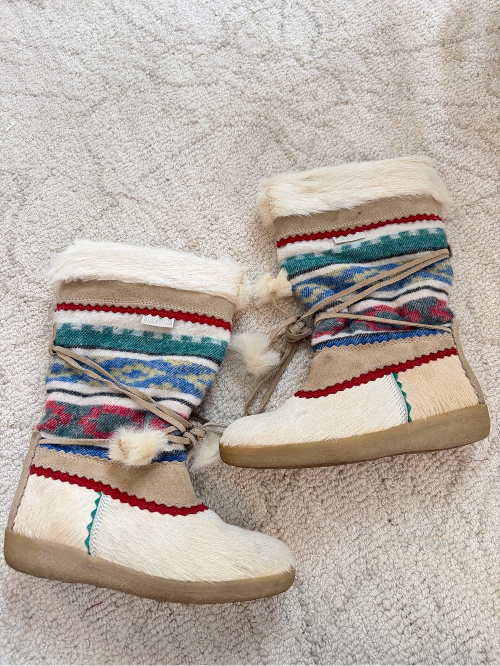 Tecnica Vintage Ski Apres Goat Hair & Suede Italian Boots
